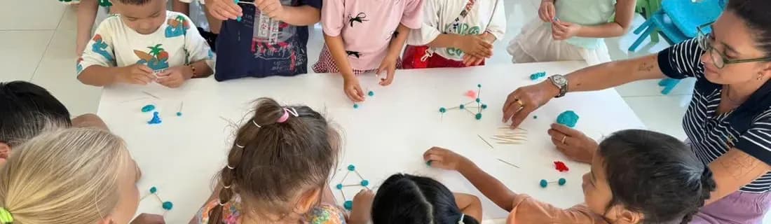 Kid Castle students working together during a class activity
